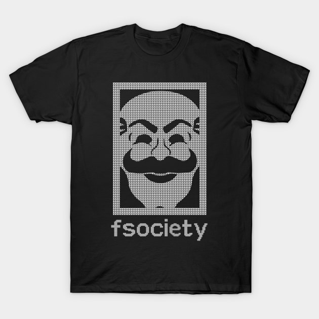 Mr Robot Fsociety Christmas Knit Pattern T-Shirt by Bevatron